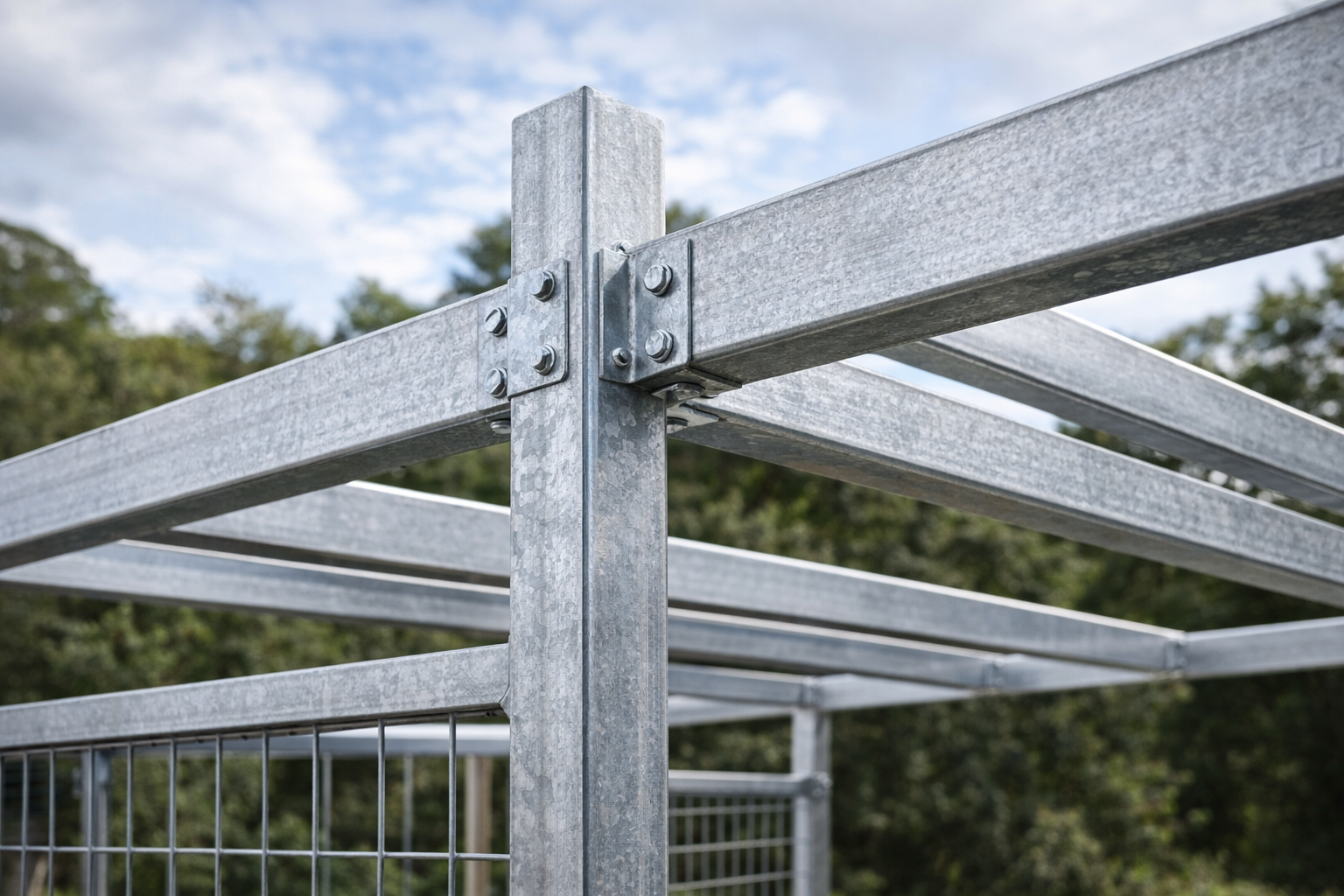 Galvanized steel structure close-up