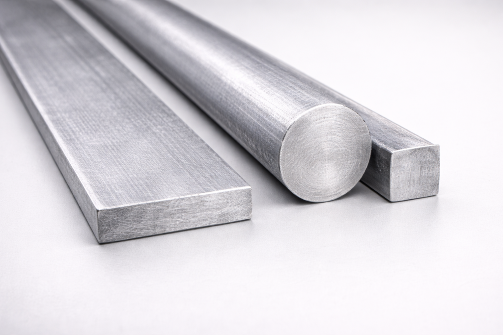 Types of steel bars arranged neatly