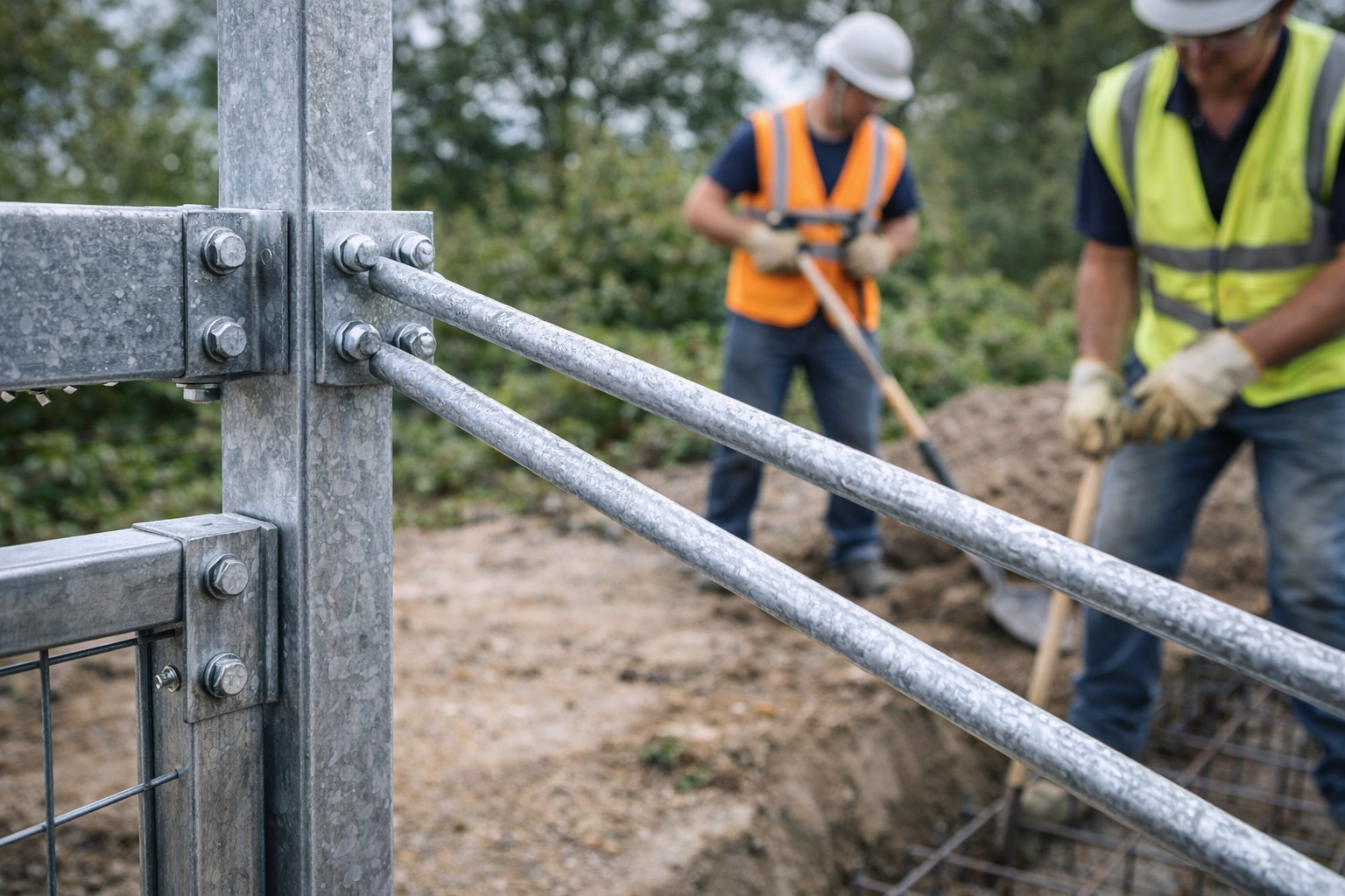 Steel reinforcements at a construction site