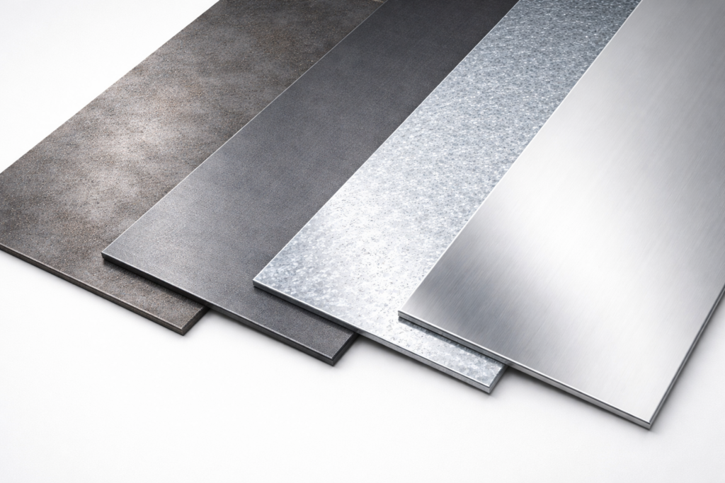 Types of steel materials displayed