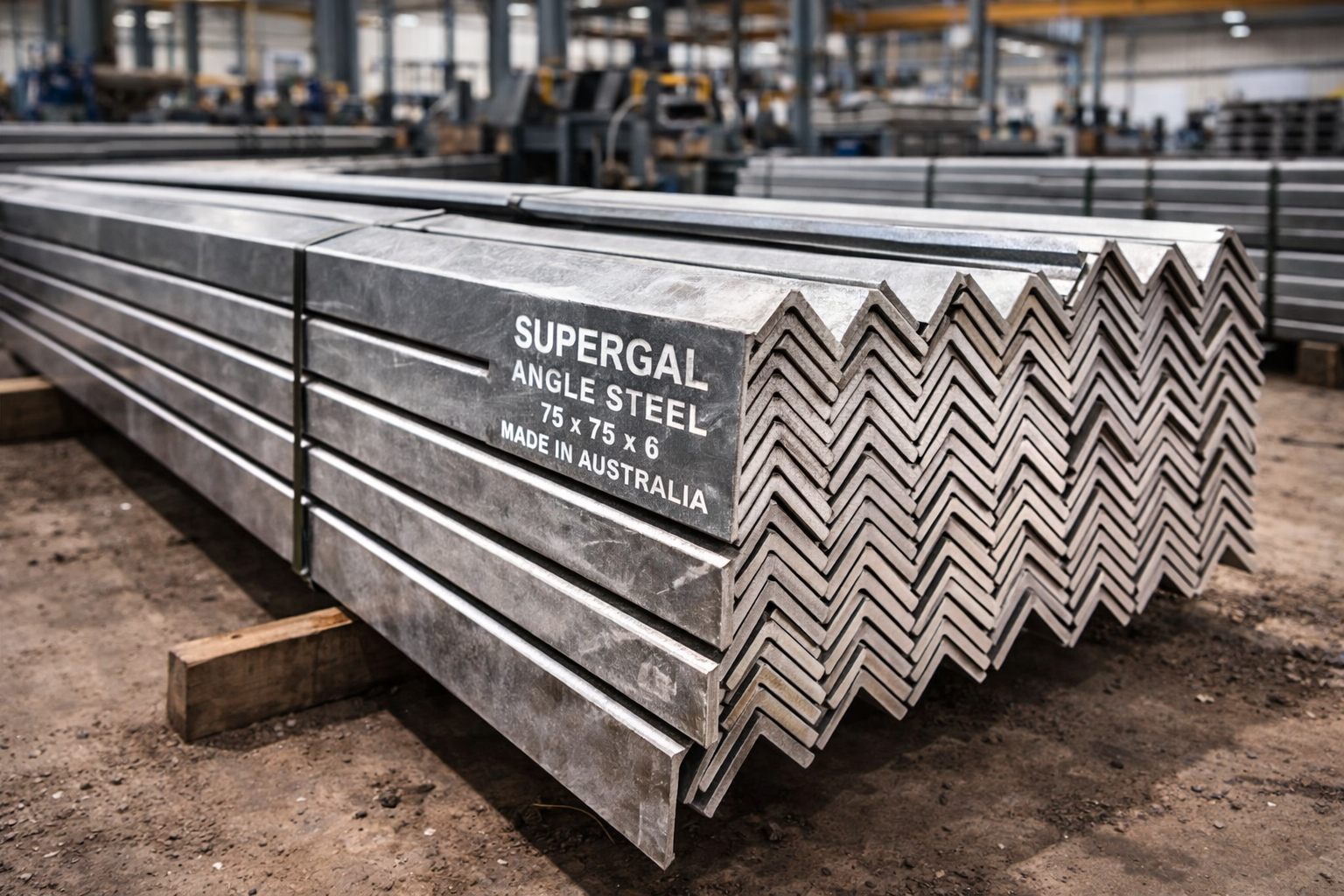 Industrial steel stack in warehouse