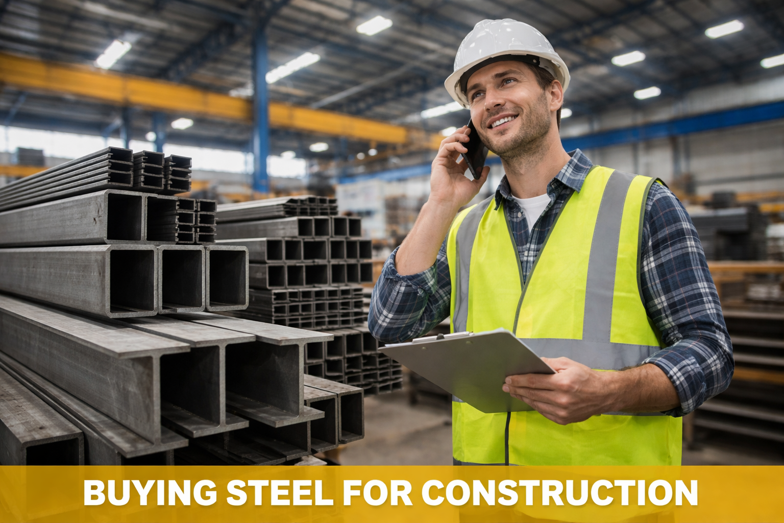 Inspecting steel beams in a warehouse