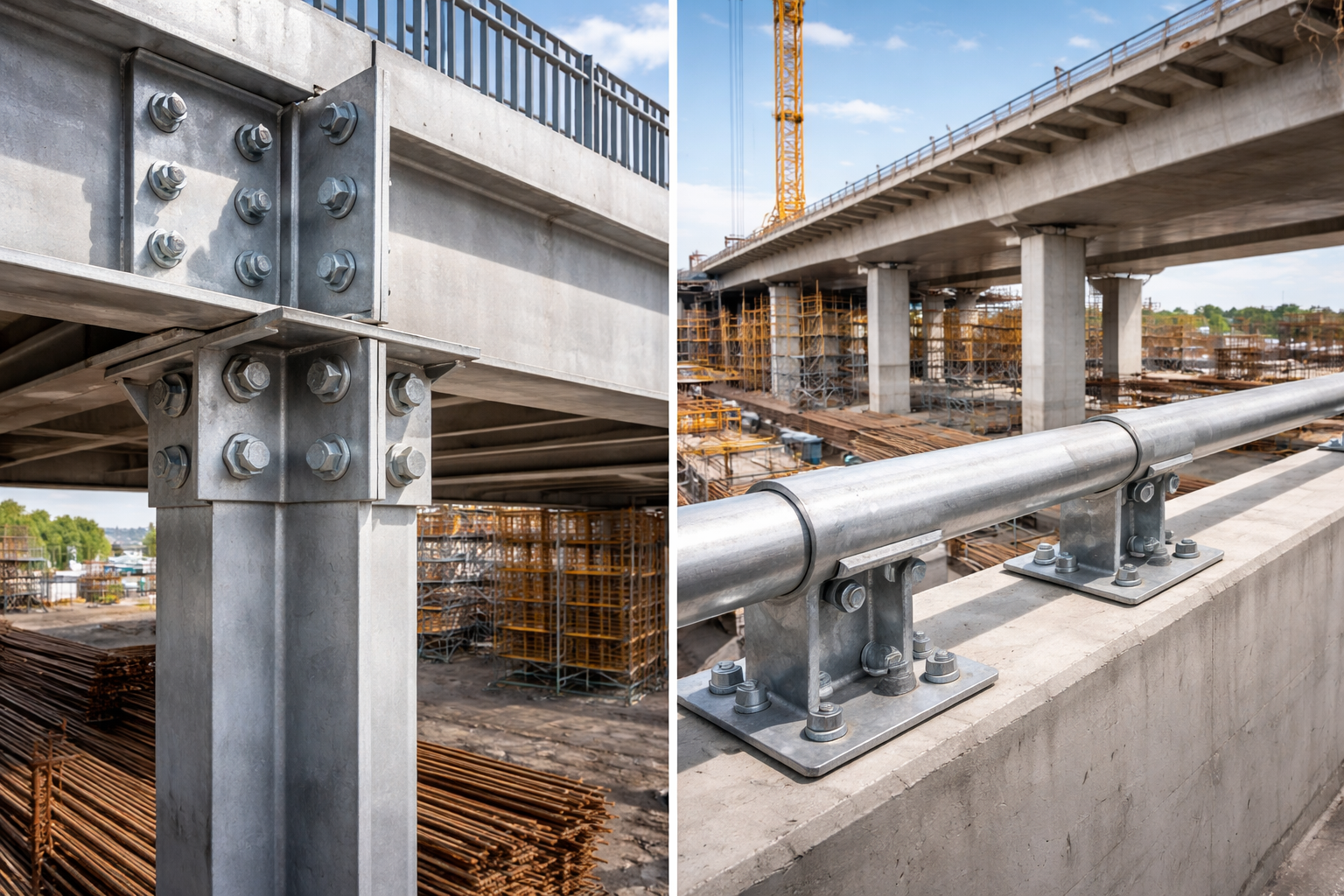 Steel angle brackets in construction details