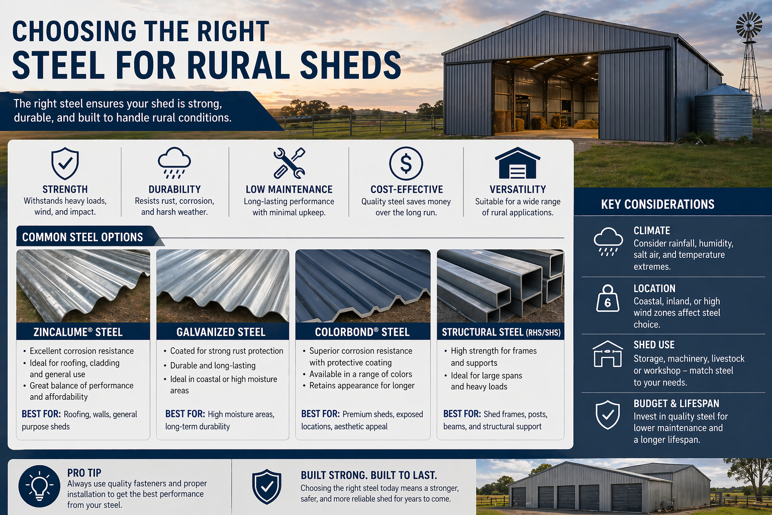 Choosing steel for rural sheds