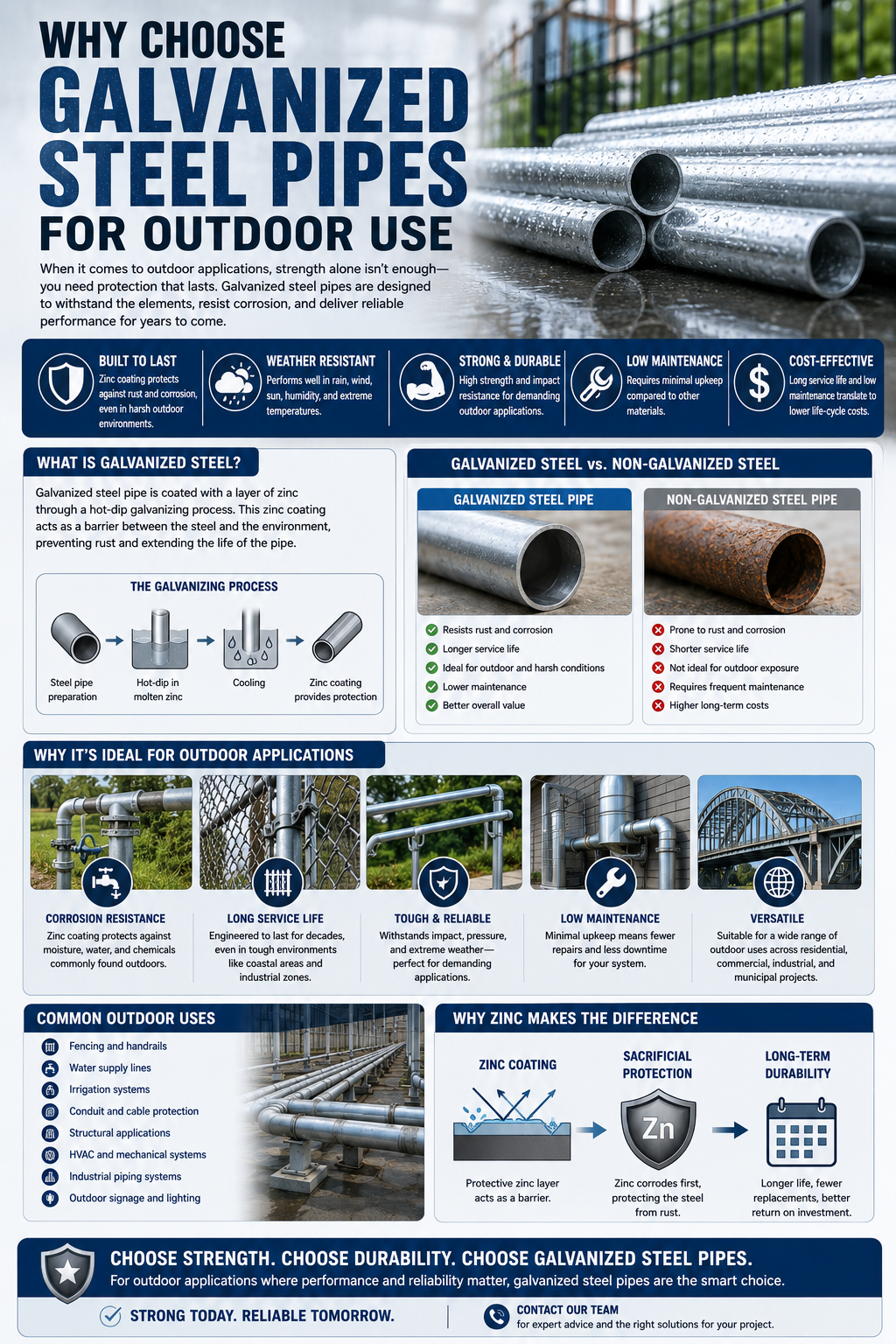Steel Pipes Built for the Outdoors Infographic